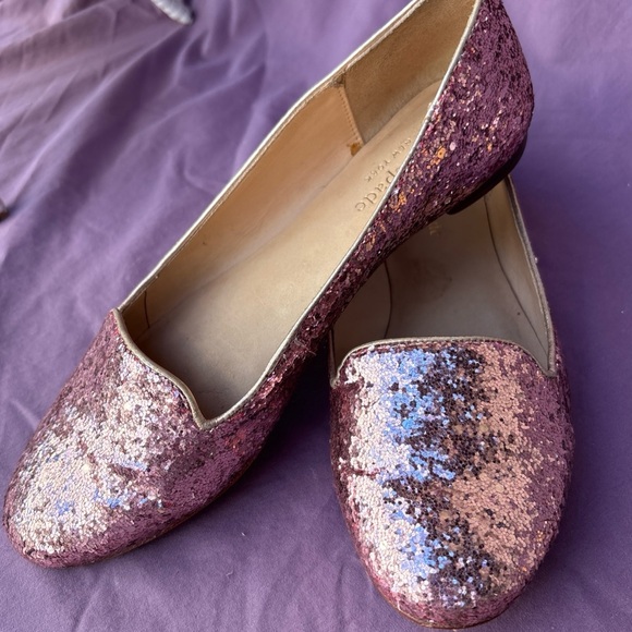 Kate Spade New York Shoes - Kate Spade New York PINK GLITTER Loafers Slip-On Flats Barbie Flats 6 M Leather